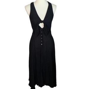 Free people Black Tie Front Midi Dress